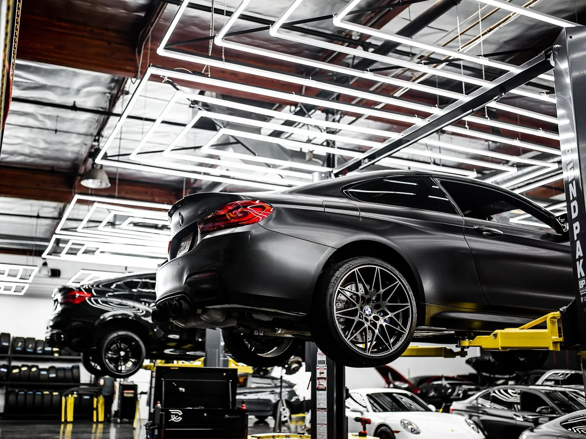 Inside the tyre workshop at The Tyre Warehouse Wellington